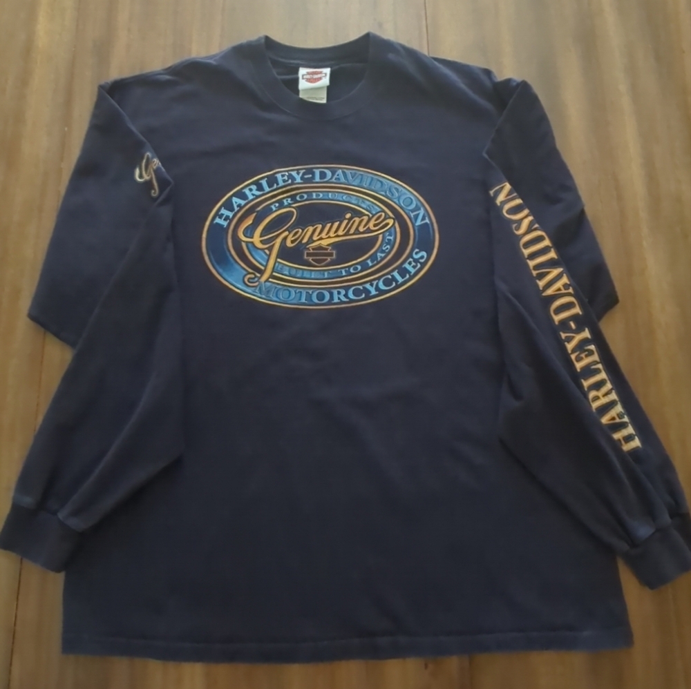 Harley-Davidson Blue and Orange Long Sleeve Tee